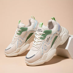 Women's Faux Leather Heighten Chunky Sneakers Casual Running Shoes