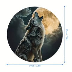 Indian Wolf Round Mouse Pad Non-slip Rubber Base Mouse Pad