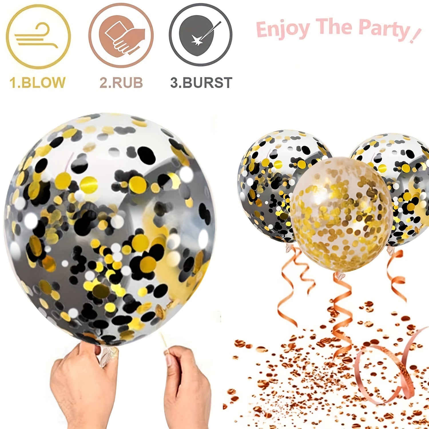 50pcs Golden Confetti Balloons 30 48 Cm Graduation Birthday Wedding Party Decor