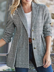 Plaid Print Long Sleeve Blazer