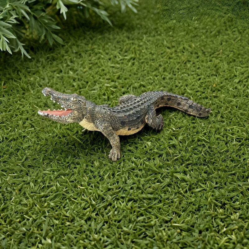 Durable Prehistoric Crocodile Model with Open Mouth & Fangs for Outdoor Use