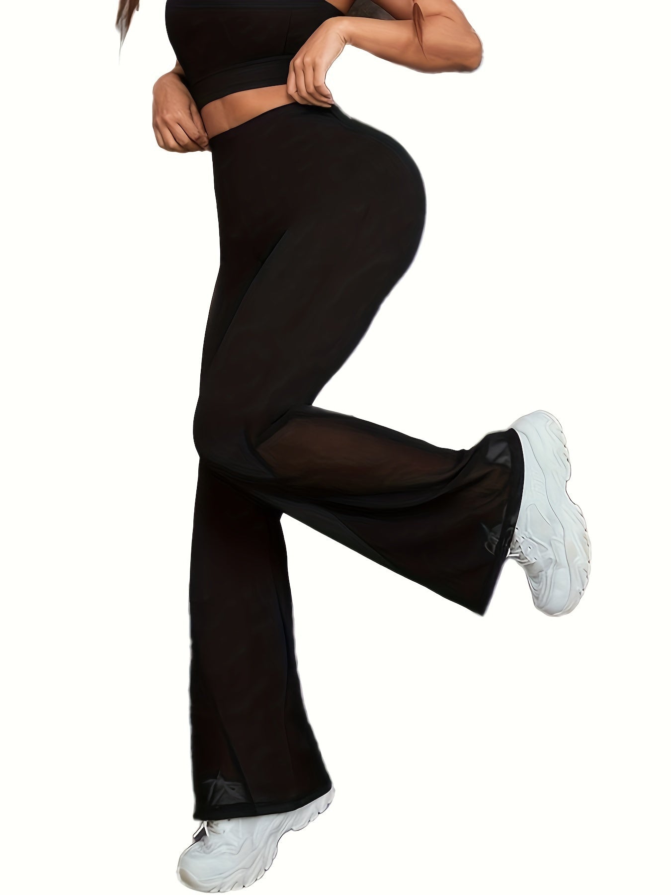 Mesh Stitching Yoga Flare Pants Fitness Butt Lifting Bootcut