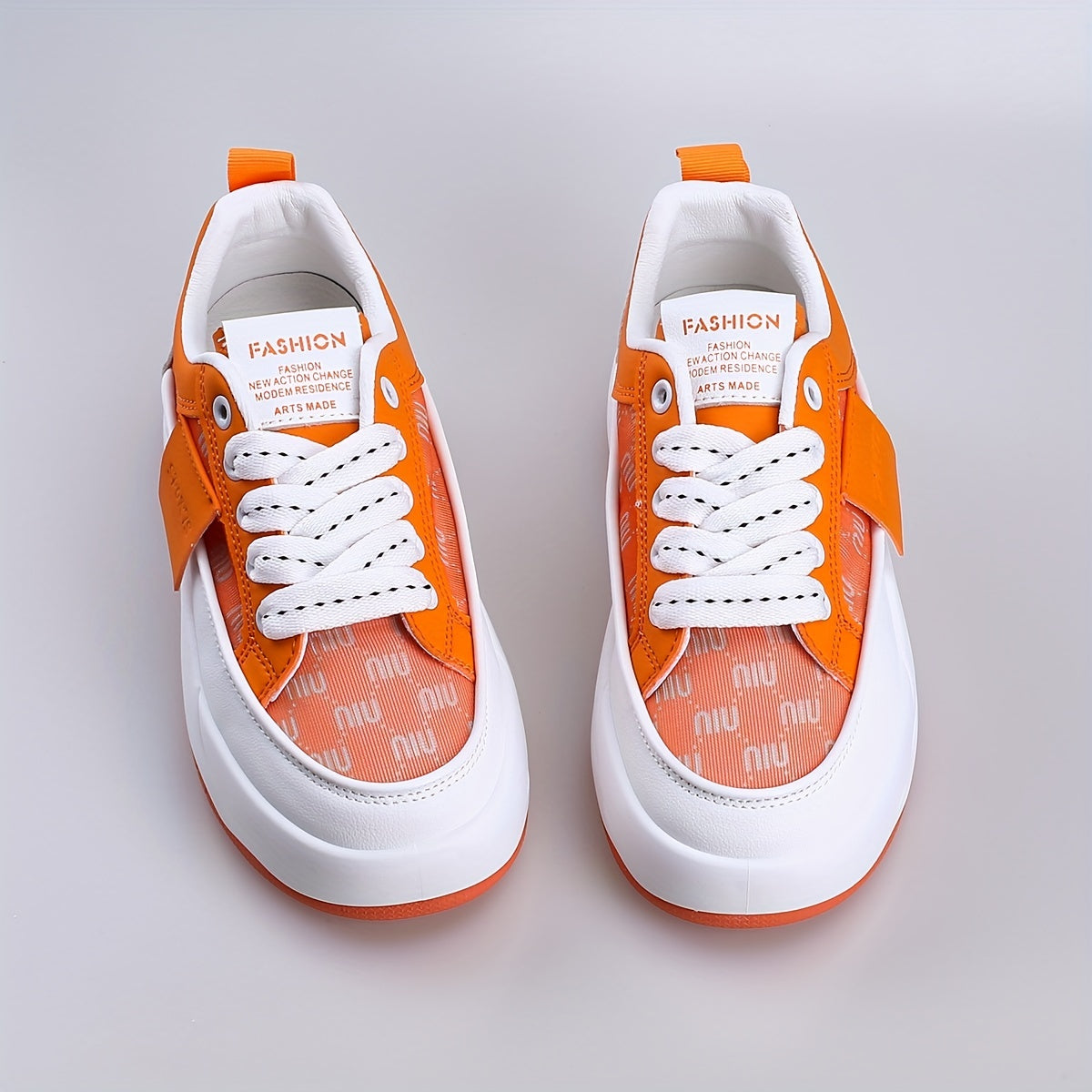 Women's Mesh Platform Sneakers Lace Up Outdoor Shoes Comfy Orange