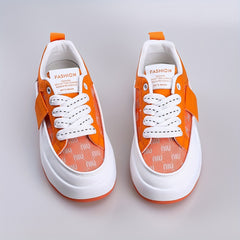 Women's Mesh Platform Sneakers Lace Up Outdoor Shoes Comfy Orange