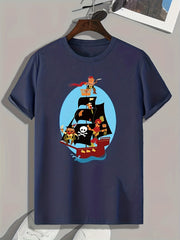 Pirates Print Men's Graphic T-Shirt for Summer