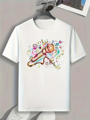 Microphone Print Men's Graphic T-Shirt for Summer