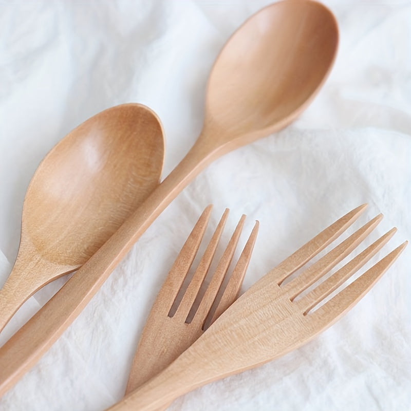2pcs Wooden Cutlery Set for Dinnerware and Tableware