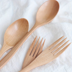 2pcs Wooden Cutlery Set for Dinnerware and Tableware