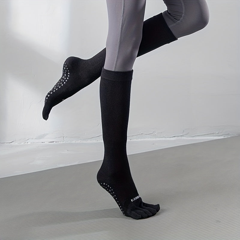 Non-slip Over Calf Yoga Socks with Grips for Pilates Barre Ballet