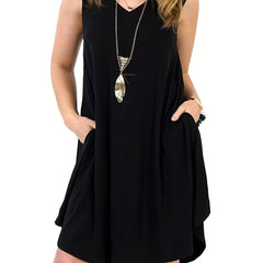 V Neck Tank Dress With Pockets