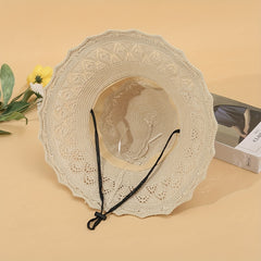 Hollow Out Crochet Bucket Hat Wide Brim Thin Breathable Basin Hat