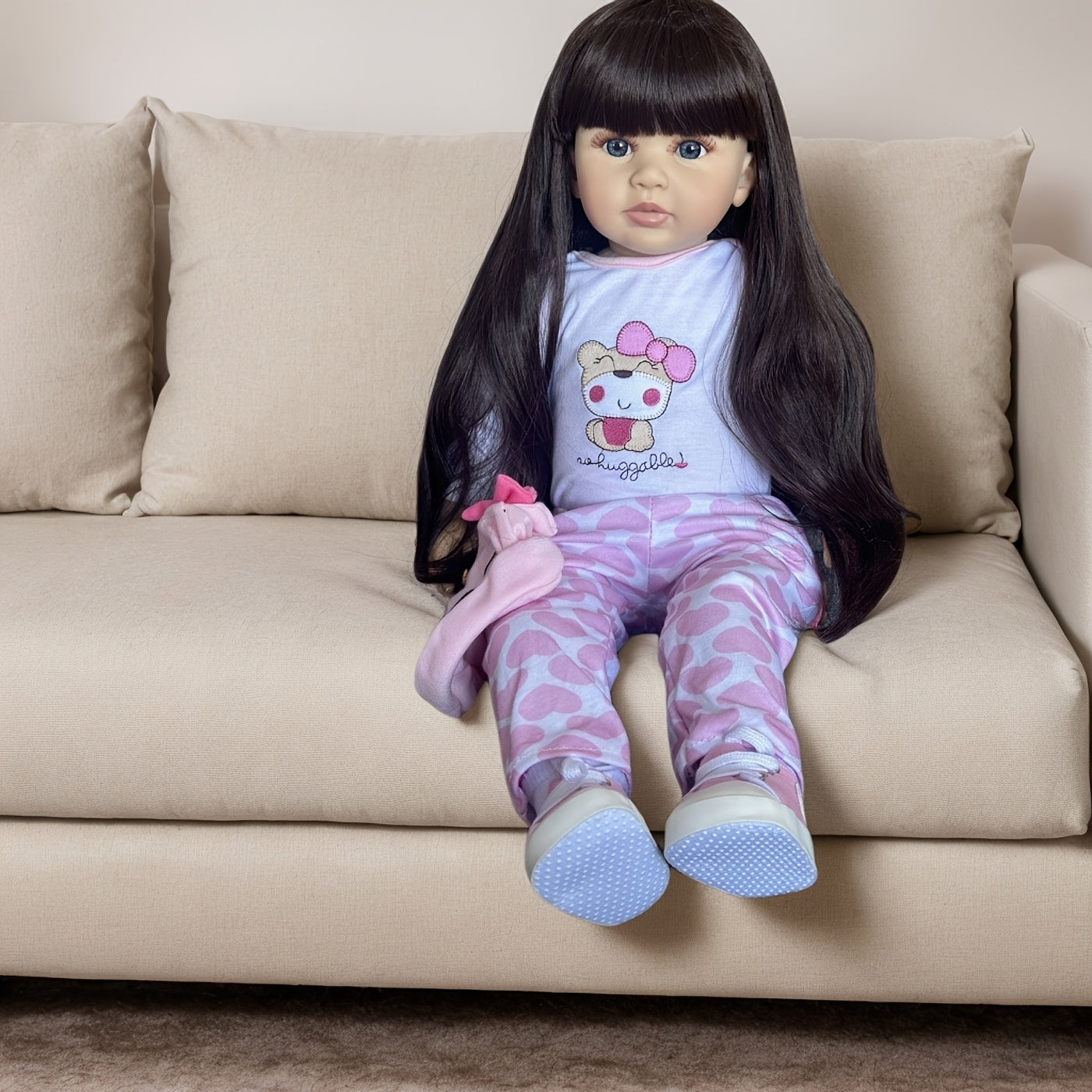 Long Hair Princess Toddler Reborn Baby Doll with Vinyl Limbs & Cloth Body