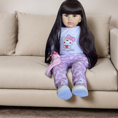 Long Hair Princess Toddler Reborn Baby Doll with Vinyl Limbs & Cloth Body
