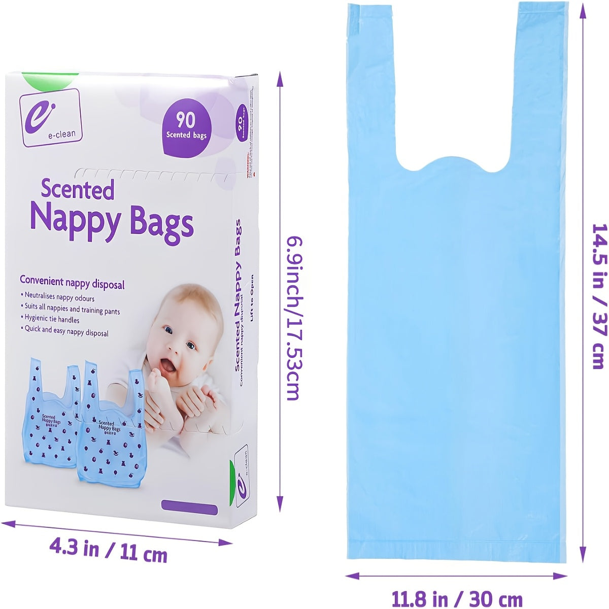 90 Lavender Scented Diaper Pail Replacement Bags