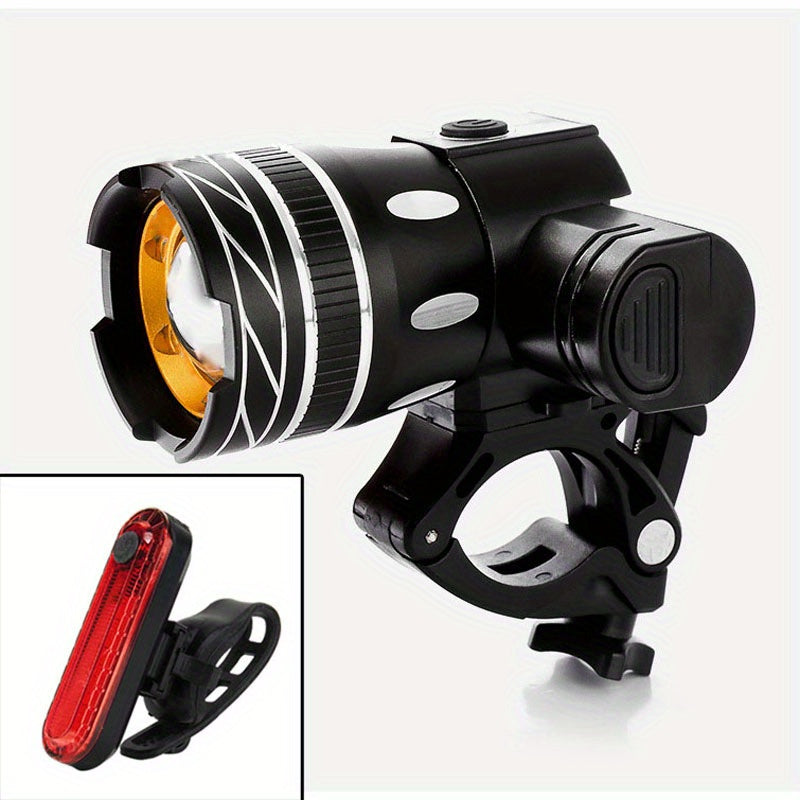 Waterproof USB Rechargeable Bicycle Light 3 Light Modes & Detachable 18650