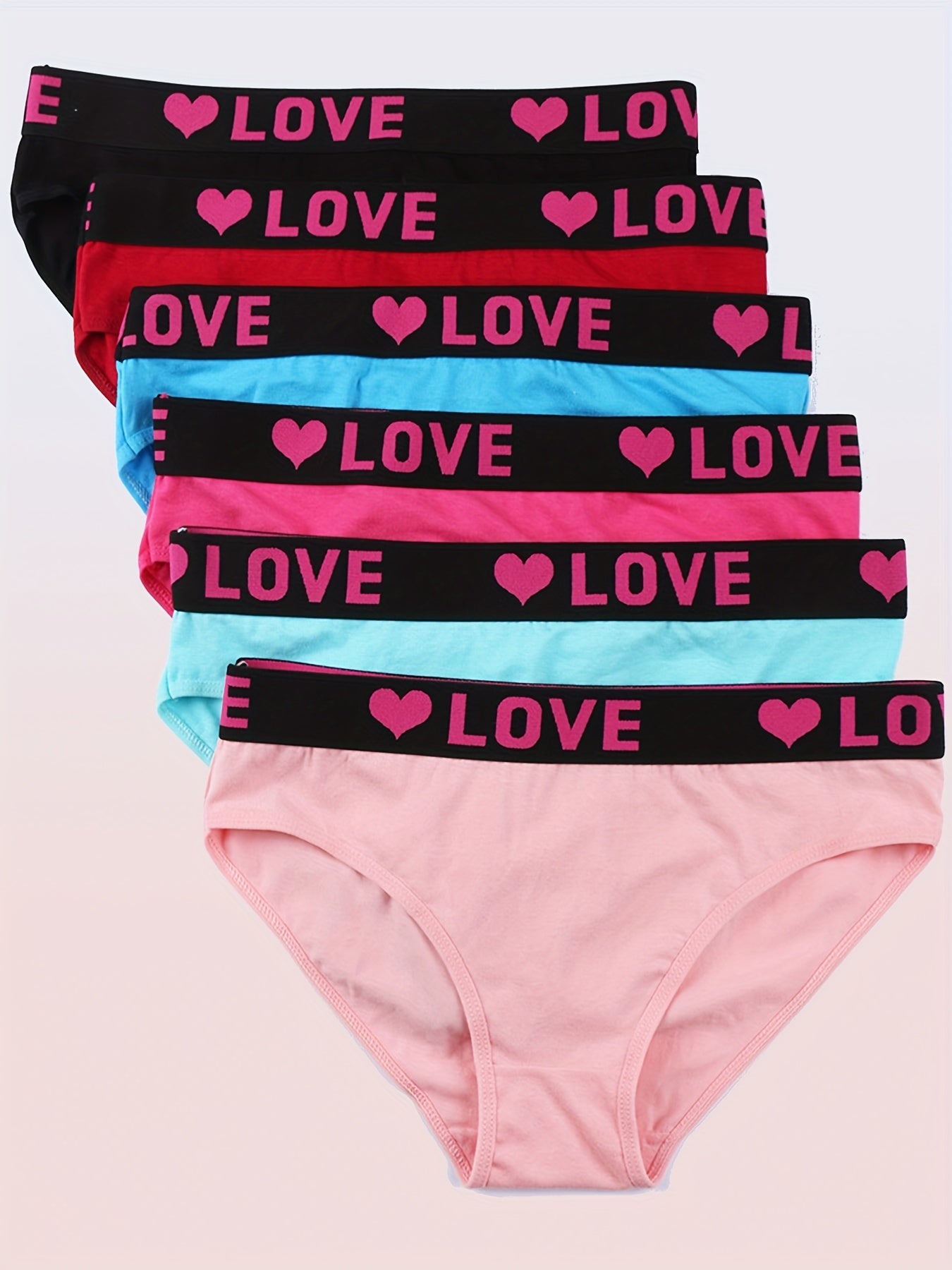 6pcs Letter Print Briefs Comfy & Stretchy Intimates Panties Women's Underwear