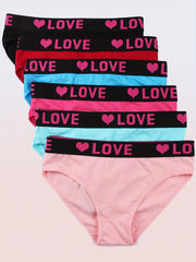 6pcs Letter Print Briefs Comfy & Stretchy Intimates Panties Women's Underwear