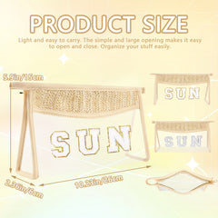 Boho Sun Bag with Clear Patch and Zipper for Makeup, Travel and Cosmetics
