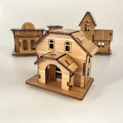 4pcs Mini Wooden 3D Puzzle Kit DIY Building Models Brain Teaser Educational Toy