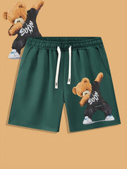 Funny Bear Print Men's Summer Shorts for Sports Casual Loose Outdoor