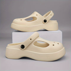 Women's Platform Clogs Hollow Out Closed Toe Slip-On Sandals