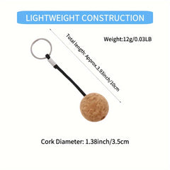 2pcs Floating Cork Ball Keyring Keychain Outdoor Water Sports Accessory