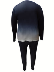 Women's Plus Ombre & Lip Print Top & Leggings Set