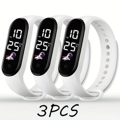 3pcs Astronaut Series Electronic Watch Set Digital Bracelet Durable TPU Strap