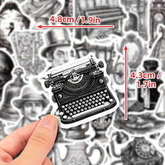50pcs Medieval Retro Style Waterproof Stickers Mixed C