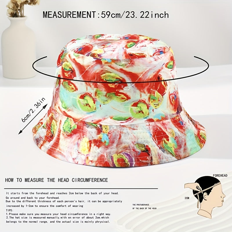 Orange Tie Dye Bucket Hat Lightweight Fisherman Cap Women Summer Travel