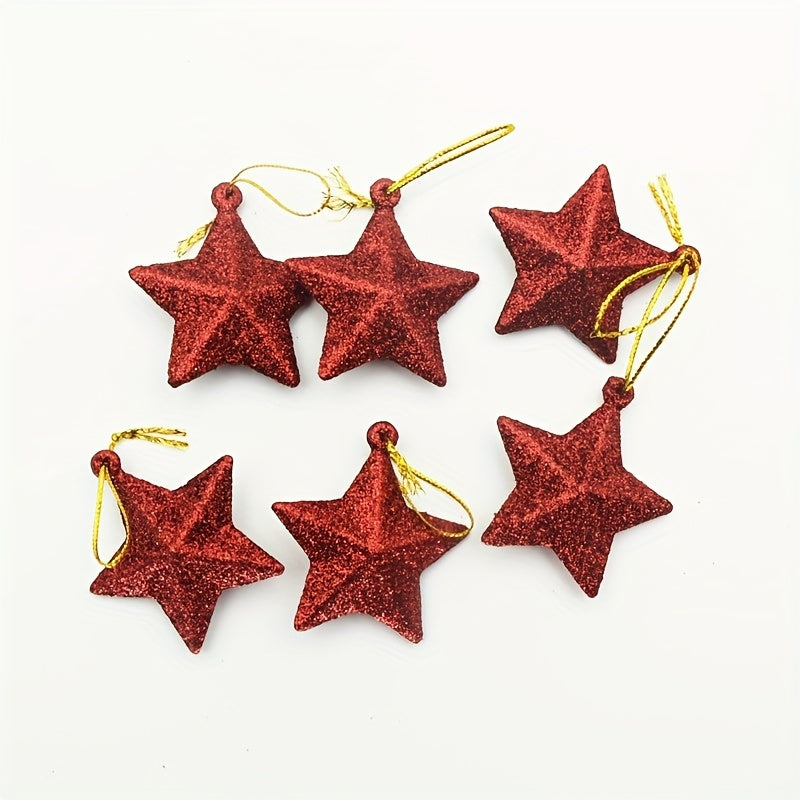 6pcs Small Golden Stars Christmas Tree Decorations