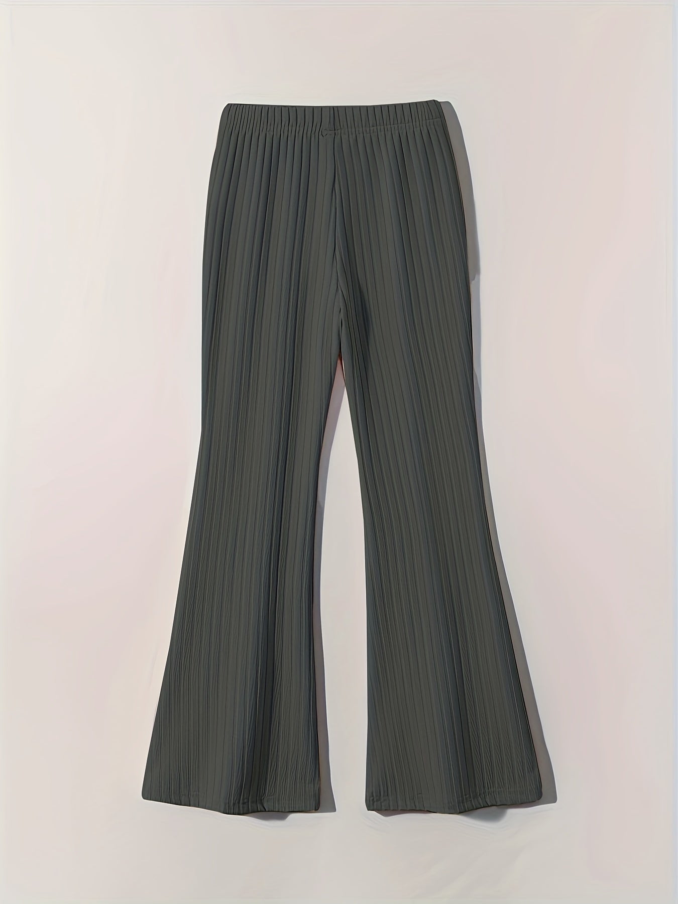 Girls Ribbed Knit Flare Leg Pants High Waist Kids Spring Summer Clothes