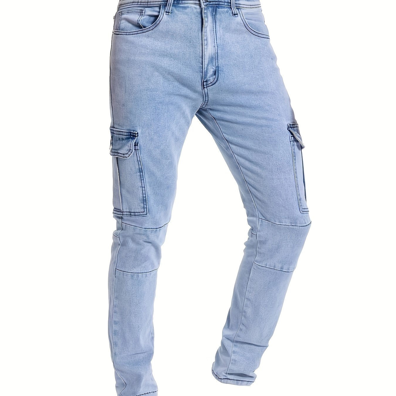 Slim Fit Biker Jeans Men's Street Style Stretch Denim Pants