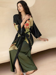 Nightgown Women's Plus Ombre & Floral Print Long Sleeve