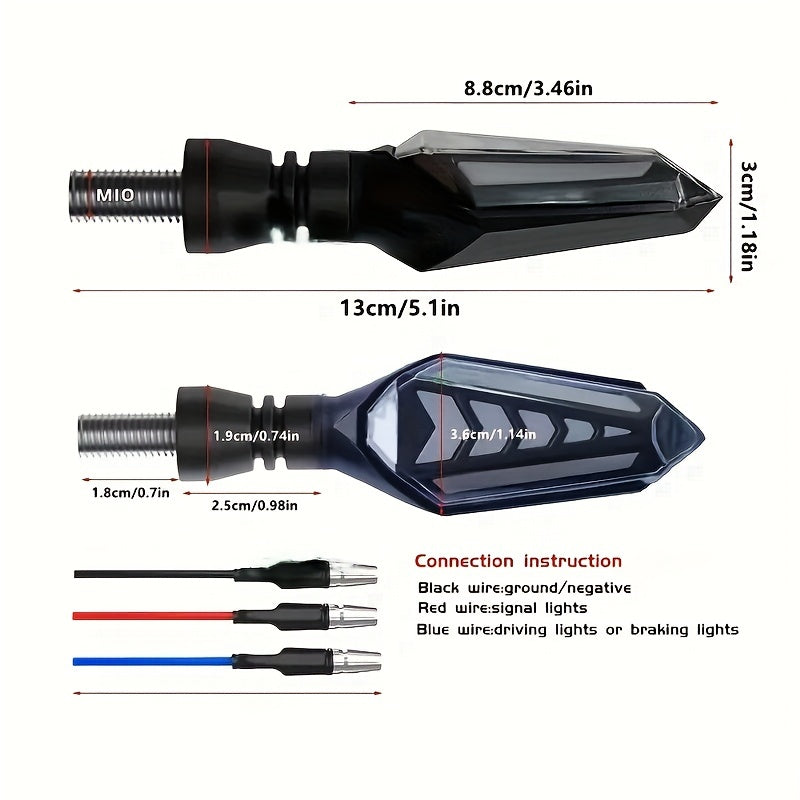 2pcs Motorcycle LED Turn Signal Sequential Flowing Indicator Lights