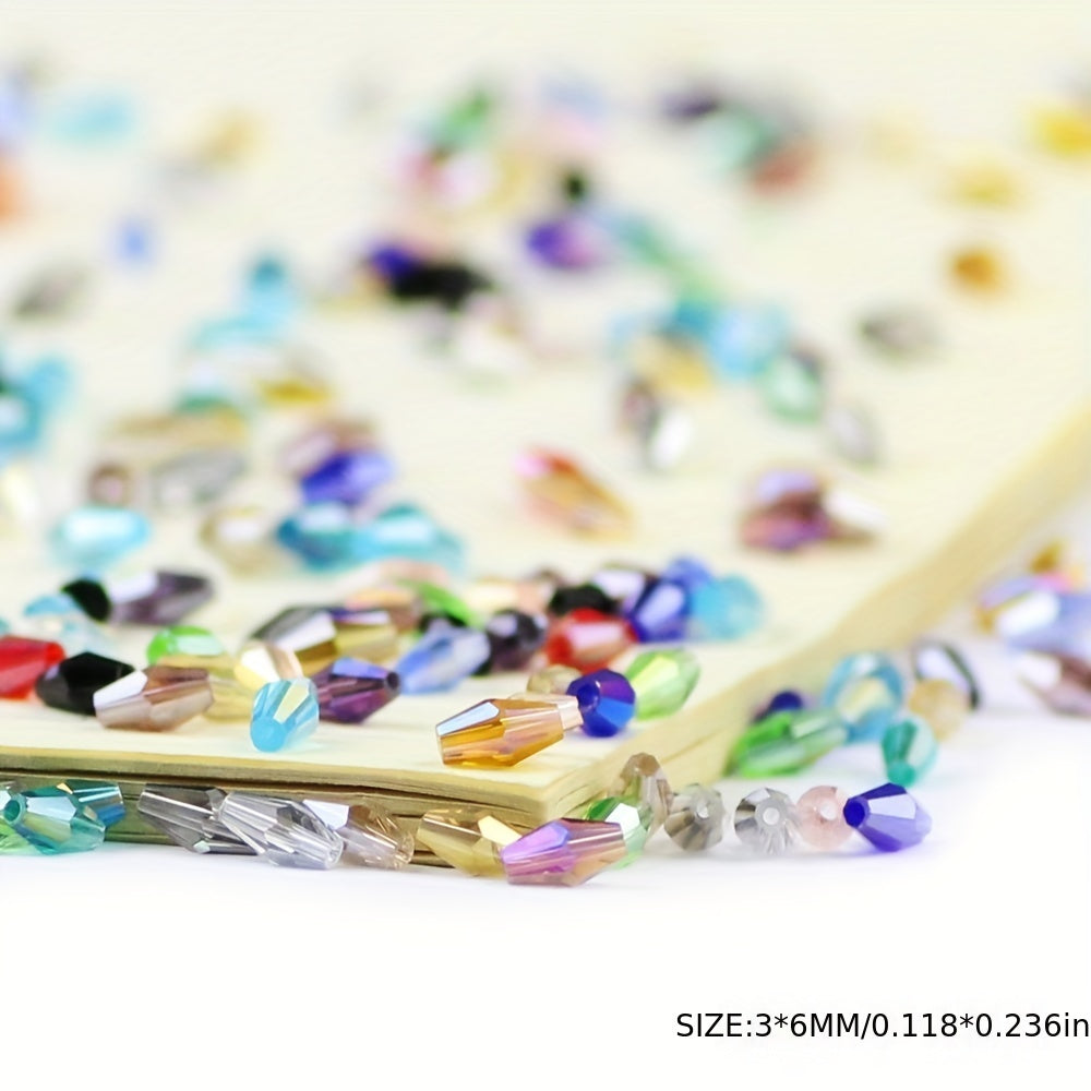 100pcs 3x6mm Double Cone AB Glass Beads for DIY Jewelry