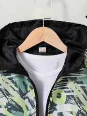 Camouflage Windbreaker Jacket Hooded Zipper Pocket Coat for Kids 4Y 7Y