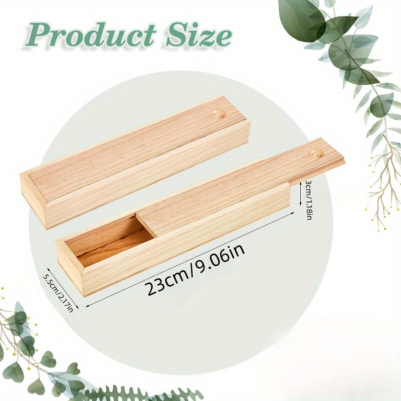 Small Wooden Storage Box Sliding Lid Jewelry Pencil Case DIY Craft