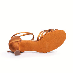 Women's Latin Dance Shoes Cross Strap Ankle Strap Buckle Kitten Sandals