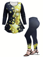 Butterfly Print Long Sleeve Tee & Leggings Set