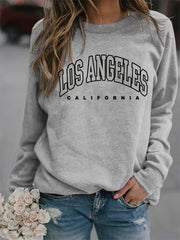 LA Print Crew Neck Sweatshirt Long Sleeve Casual Winter Fall Women's Clothing