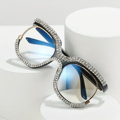 Owl Anti Light Glasses Rhinestone Clear Lens Glasses