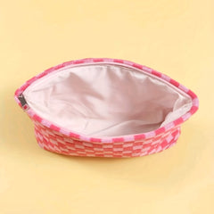 Grid Print Large Cosmetic Bag Travel Toiletry Bag Handbag Gift For Women Girls