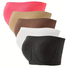 5pcs Strapless Bandeau Bras Soft & Stretchy Women's Lingerie