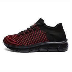 Men's Weave Knit Lace Up Casual Shoes Breathable Lightweight Non Slip Sneaker