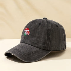 Unisex Sunshade Adjustable Baseball Cap with Mushroom Embroidery