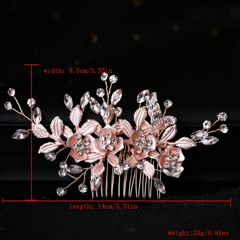 Leaf Rhinestone Hair Comb Hairpin for Party Favor Decorations