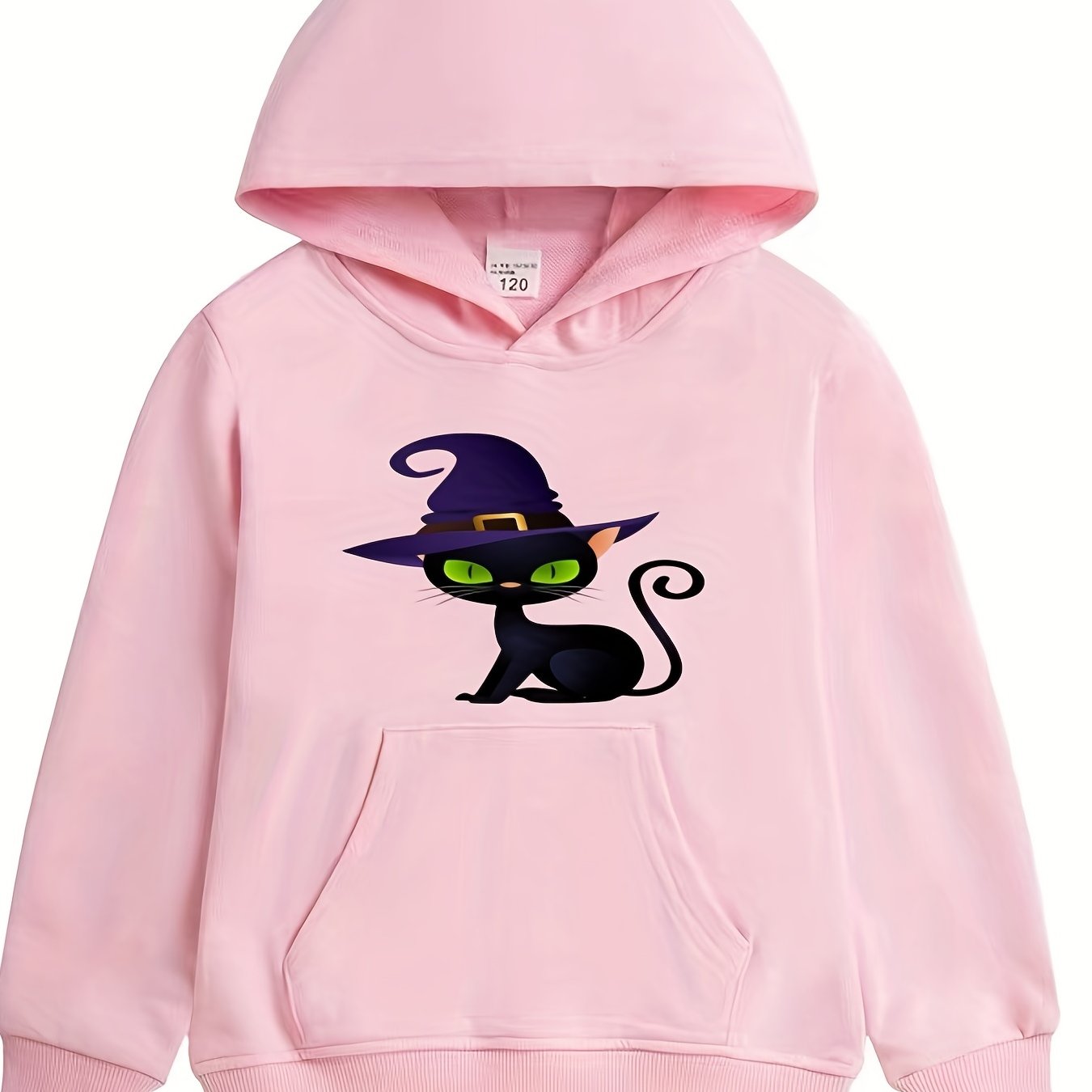 Kitten Witch Hat Hoodie Girls Halloween Top Kids Gift