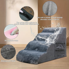 Pet Dog Stairs 4 Tiers For Dogs Foam Ramps Non-slip Bottom
