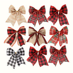 5pcs Christmas Plaid Decorative Bow Gift Decoration Dovetail Bow